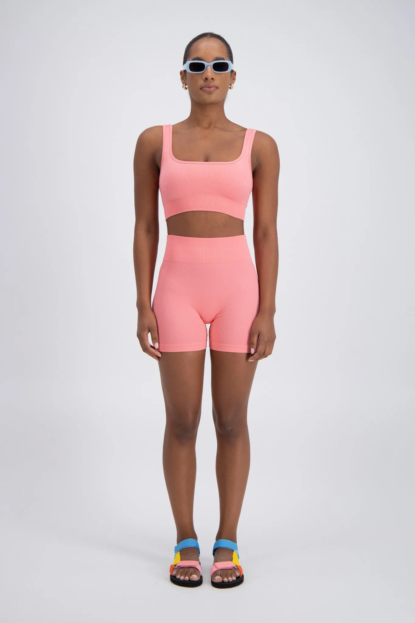 Palermo Seamless Rib Knit Crop Top Pink
