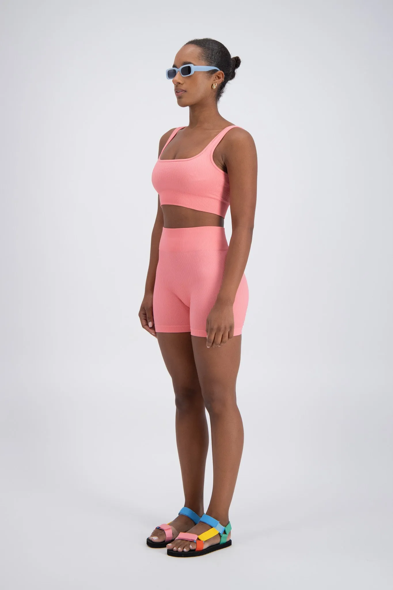 Palermo Seamless Rib Knit Crop Top Pink
