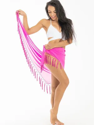 Pink Chiffon Tassel Triangle Sarong