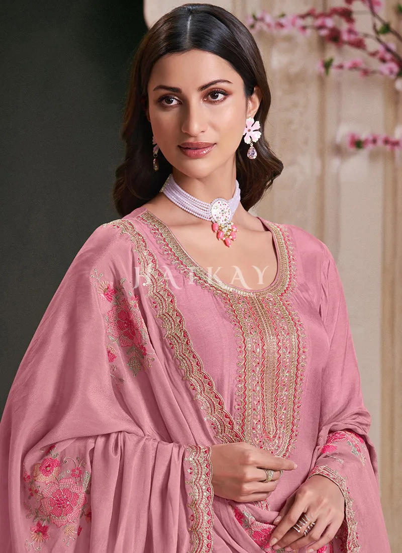 Pink Embroidery Anarkali Dress