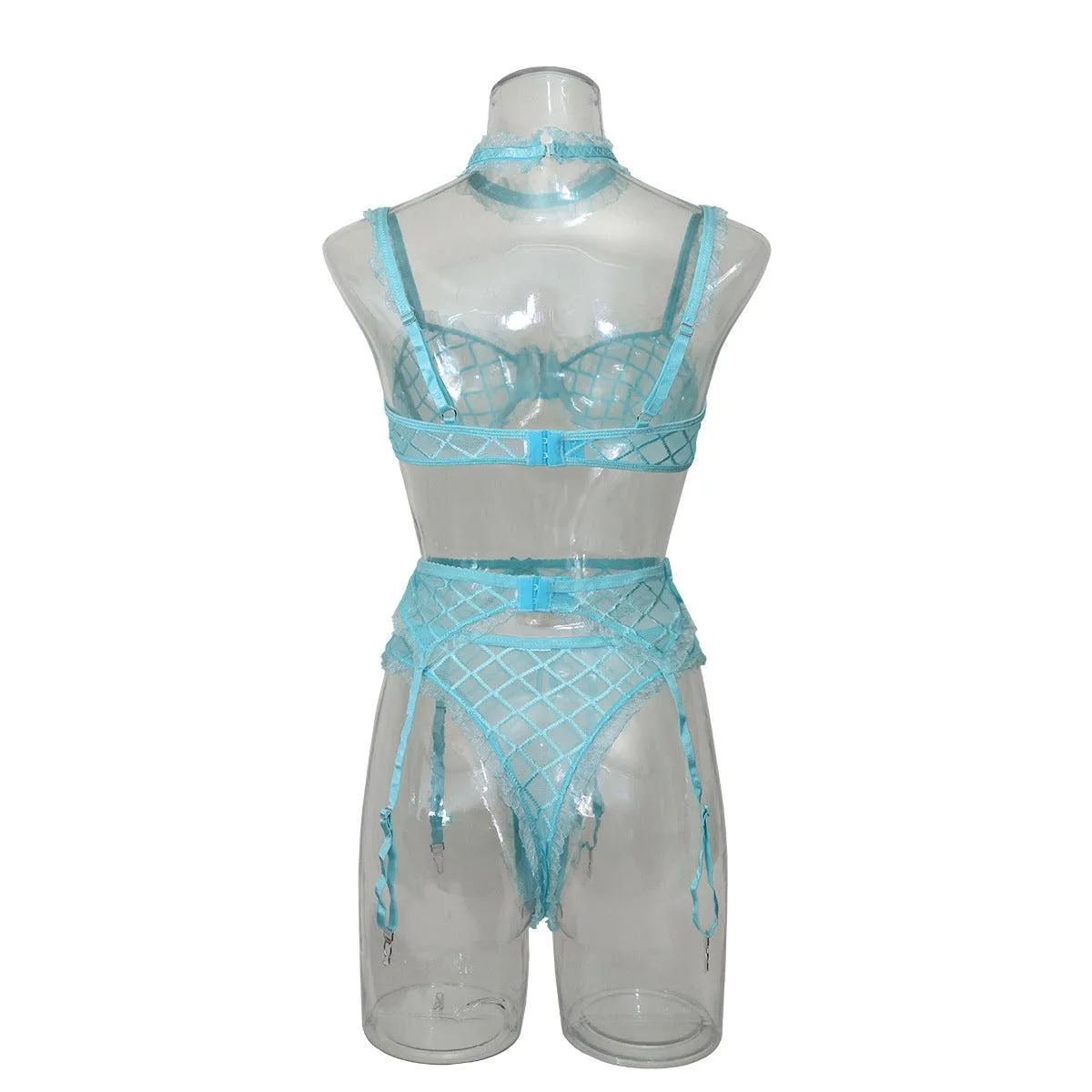 Playful Open-Back Bliss: Seductive Romper Lingerie 3 Piece.