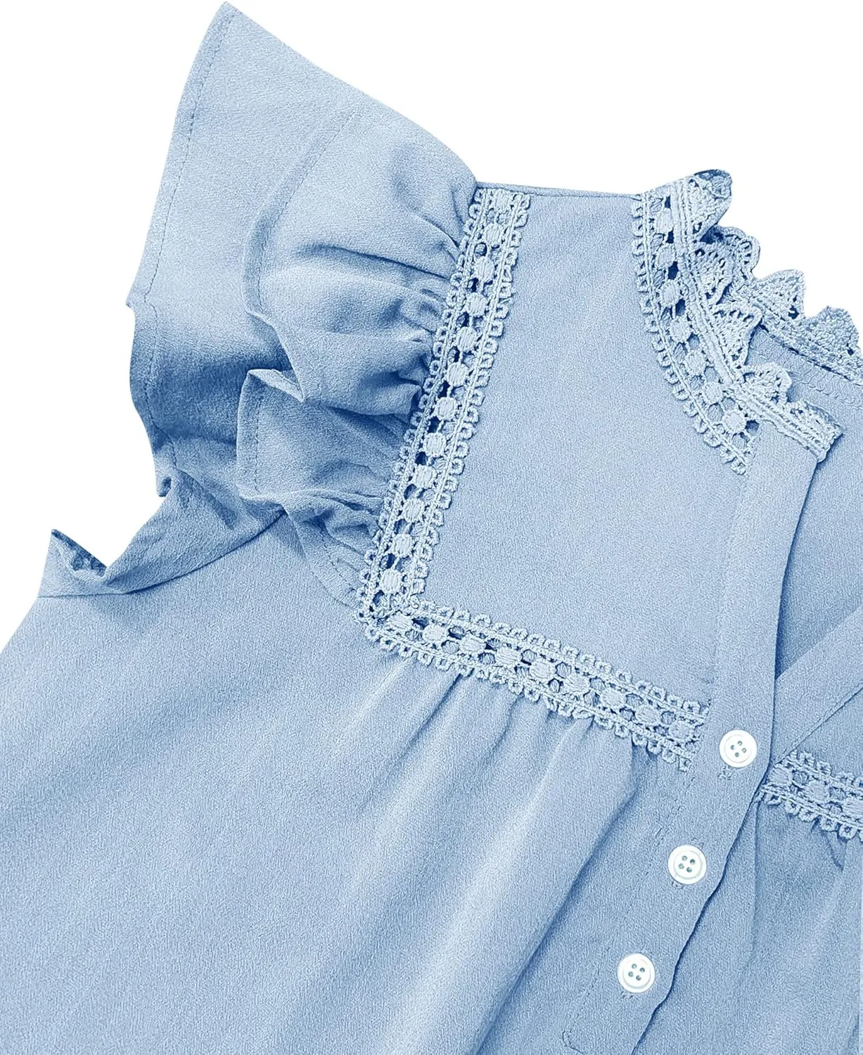 PRETTODAY Women's V Neck Lace Crochet Shirts Button Down Short Sleeve Casual Blouse Tops