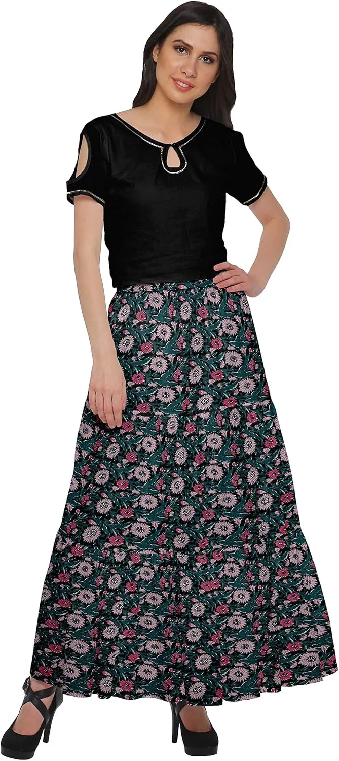 Printed Women Skirts Flared Wrap Style Skirt for Girls Casual Clothing