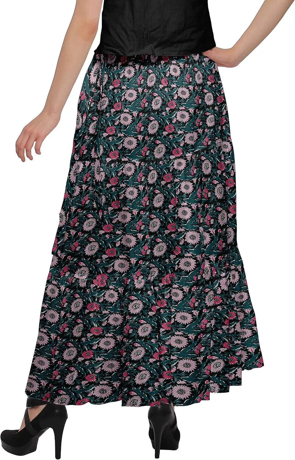 Printed Women Skirts Flared Wrap Style Skirt for Girls Casual Clothing