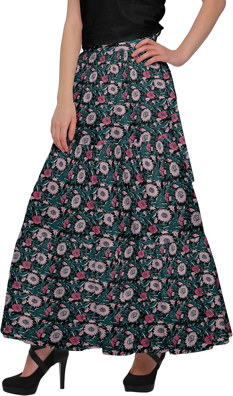Printed Women Skirts Flared Wrap Style Skirt for Girls Casual Clothing