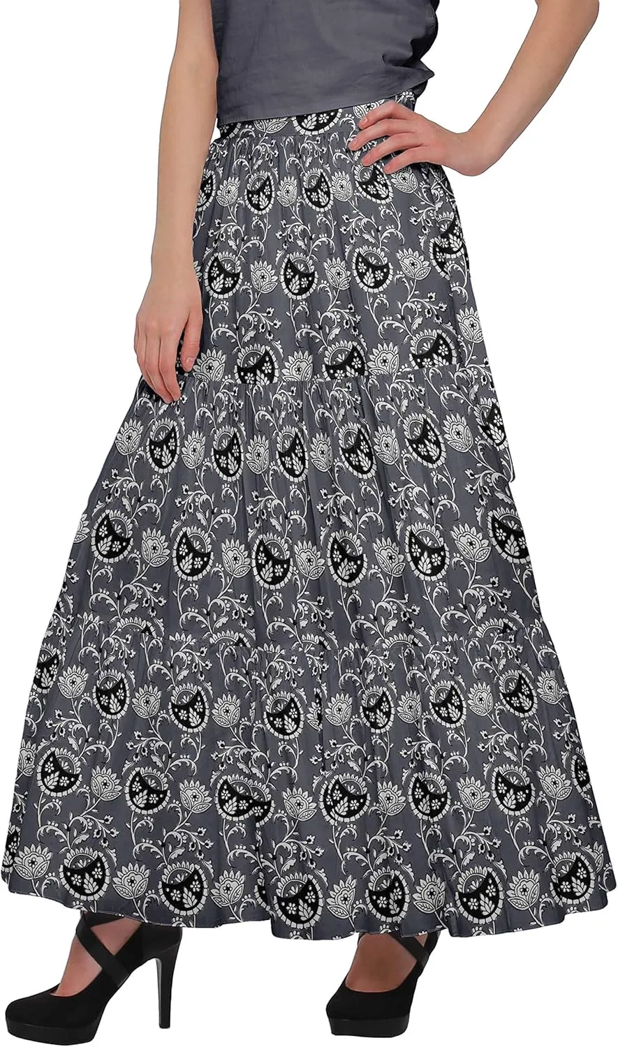Printed Women Skirts Flared Wrap Style Skirt for Girls Casual Clothing