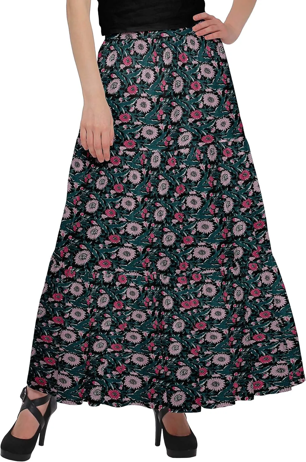 Printed Women Skirts Flared Wrap Style Skirt for Girls Casual Clothing
