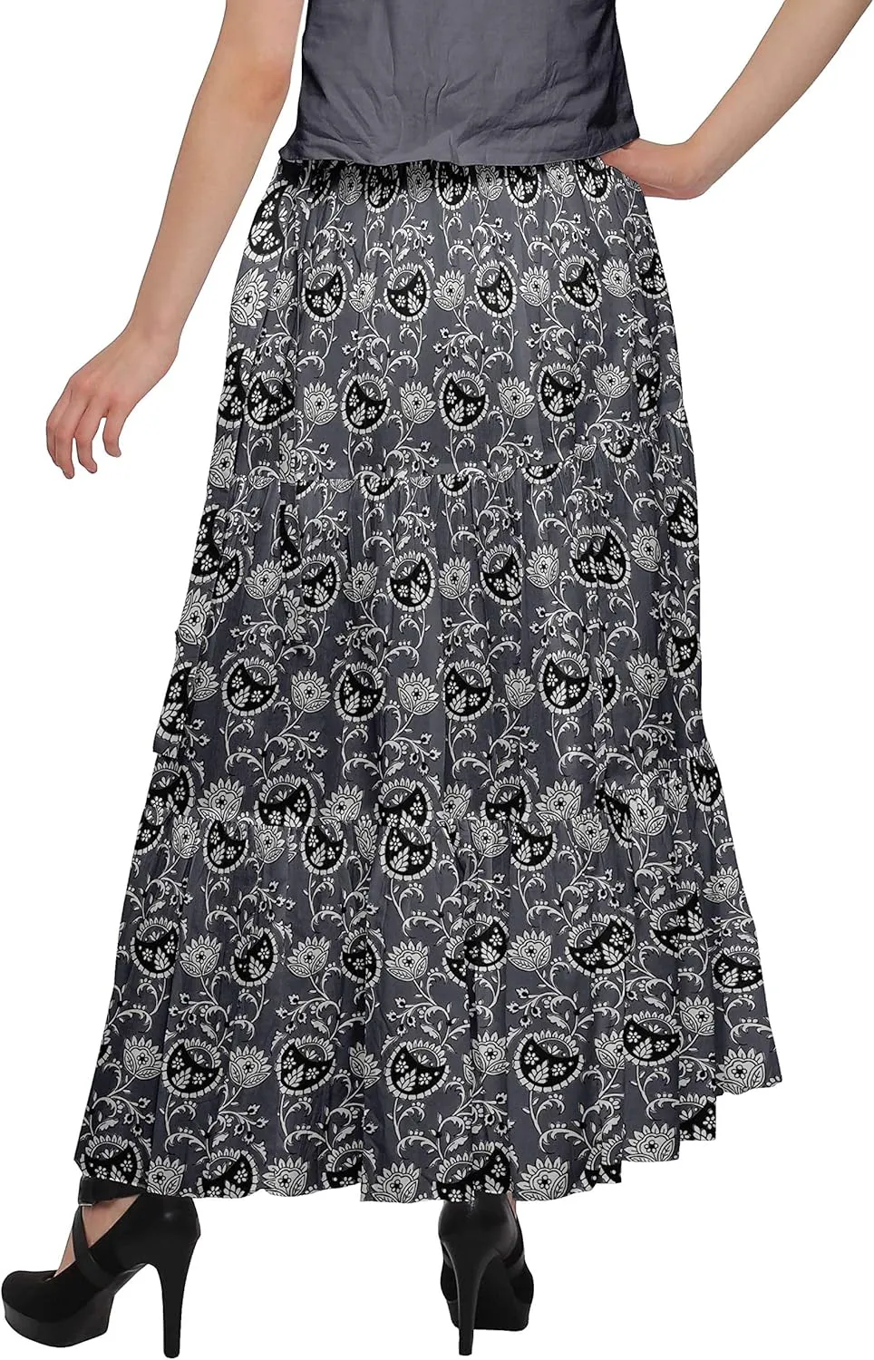 Printed Women Skirts Flared Wrap Style Skirt for Girls Casual Clothing