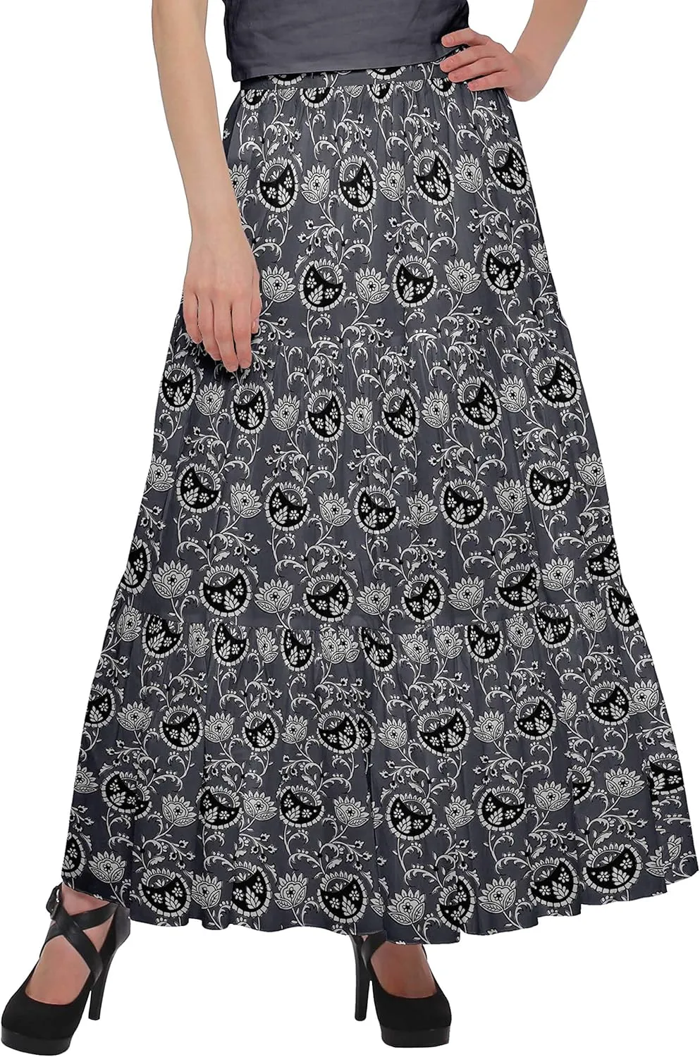 Printed Women Skirts Flared Wrap Style Skirt for Girls Casual Clothing