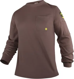 PTAHDUS FR Shirts for Men,5.5oz/7.1oz Round Neck Flame Resistant Long Sleeve Shirts, 100% Cotton Workwear FR Clothing for Men