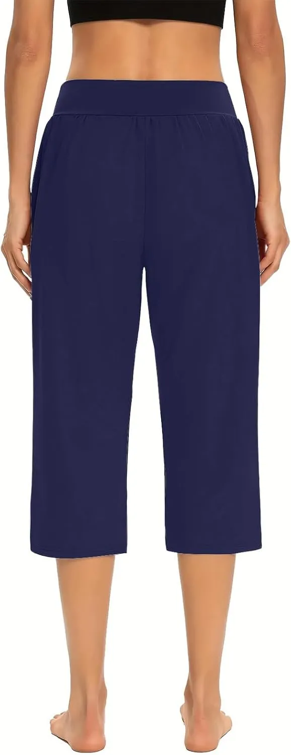 Pull On Capris for Women Dressy Casual Stretch Lightweight Capri Elastic High Waist Lounge Pants 2025 Summer