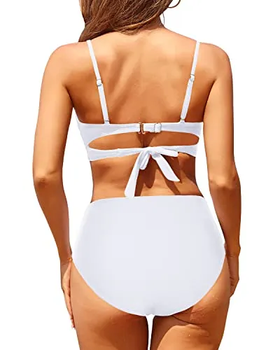 Push Up Flattering And Slimming Two Piece Bikini Set For Women-White