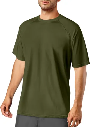 Rash Guard for Men UPF 50  UV Sun Protection Swim Shirts Short Sleeve Quick Dry Lightweight Fishing Running Water Shirts