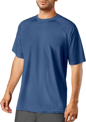 Rash Guard for Men UPF 50  UV Sun Protection Swim Shirts Short Sleeve Quick Dry Lightweight Fishing Running Water Shirts