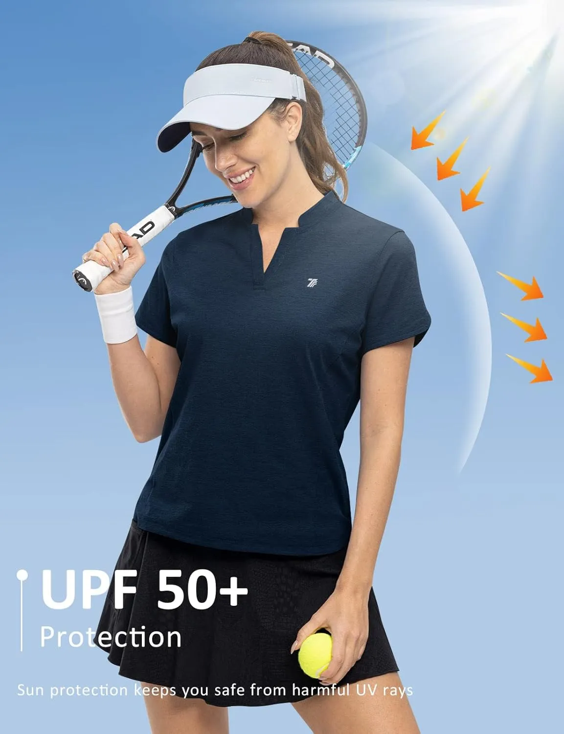 Rdruko Women's Golf Shirts Short Sleeve Dry Fit V Neck Tennis Tops Moisture Wicking Athletic Workout Polo Shirts UPF 50 