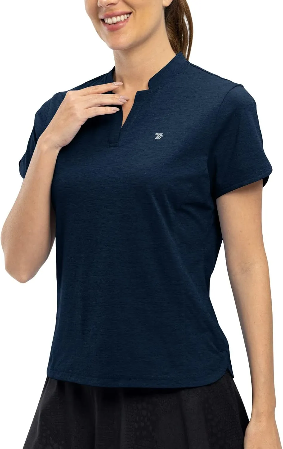 Rdruko Women's Golf Shirts Short Sleeve Dry Fit V Neck Tennis Tops Moisture Wicking Athletic Workout Polo Shirts UPF 50 