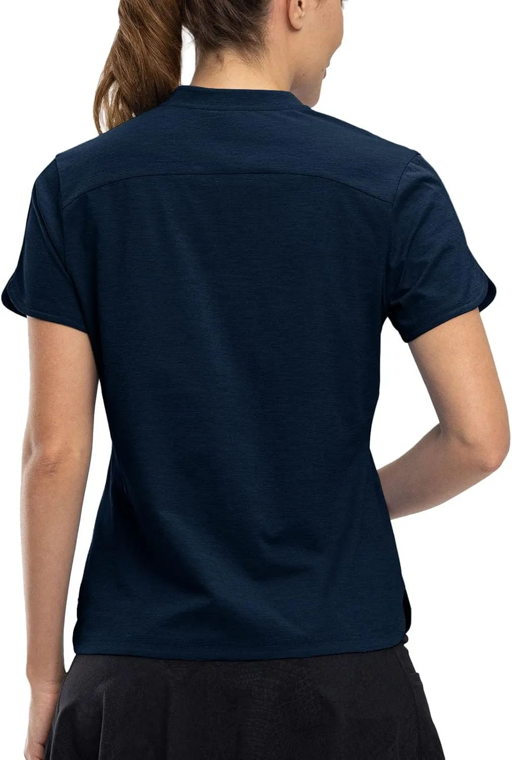 Rdruko Women's Golf Shirts Short Sleeve Dry Fit V Neck Tennis Tops Moisture Wicking Athletic Workout Polo Shirts UPF 50 