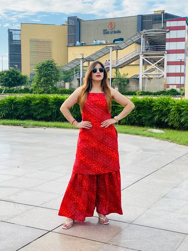 Red Bandhini Suit