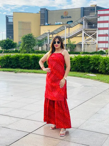 Red Bandhini Suit