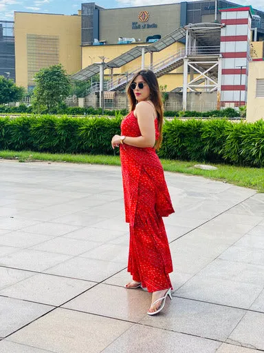 Red Bandhini Suit