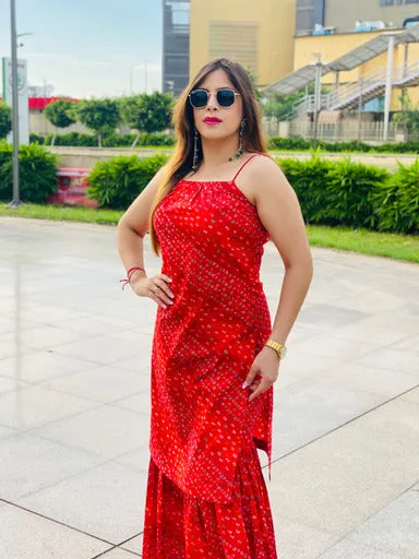 Red Bandhini Suit