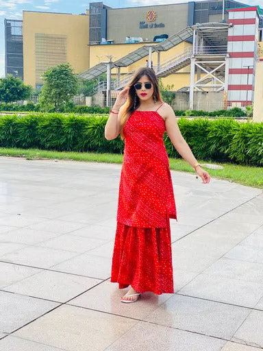 Red Bandhini Suit