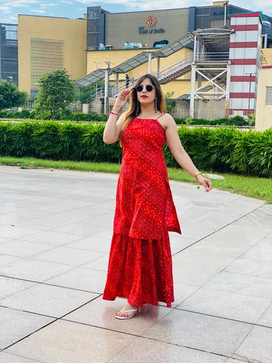Red Bandhini Suit