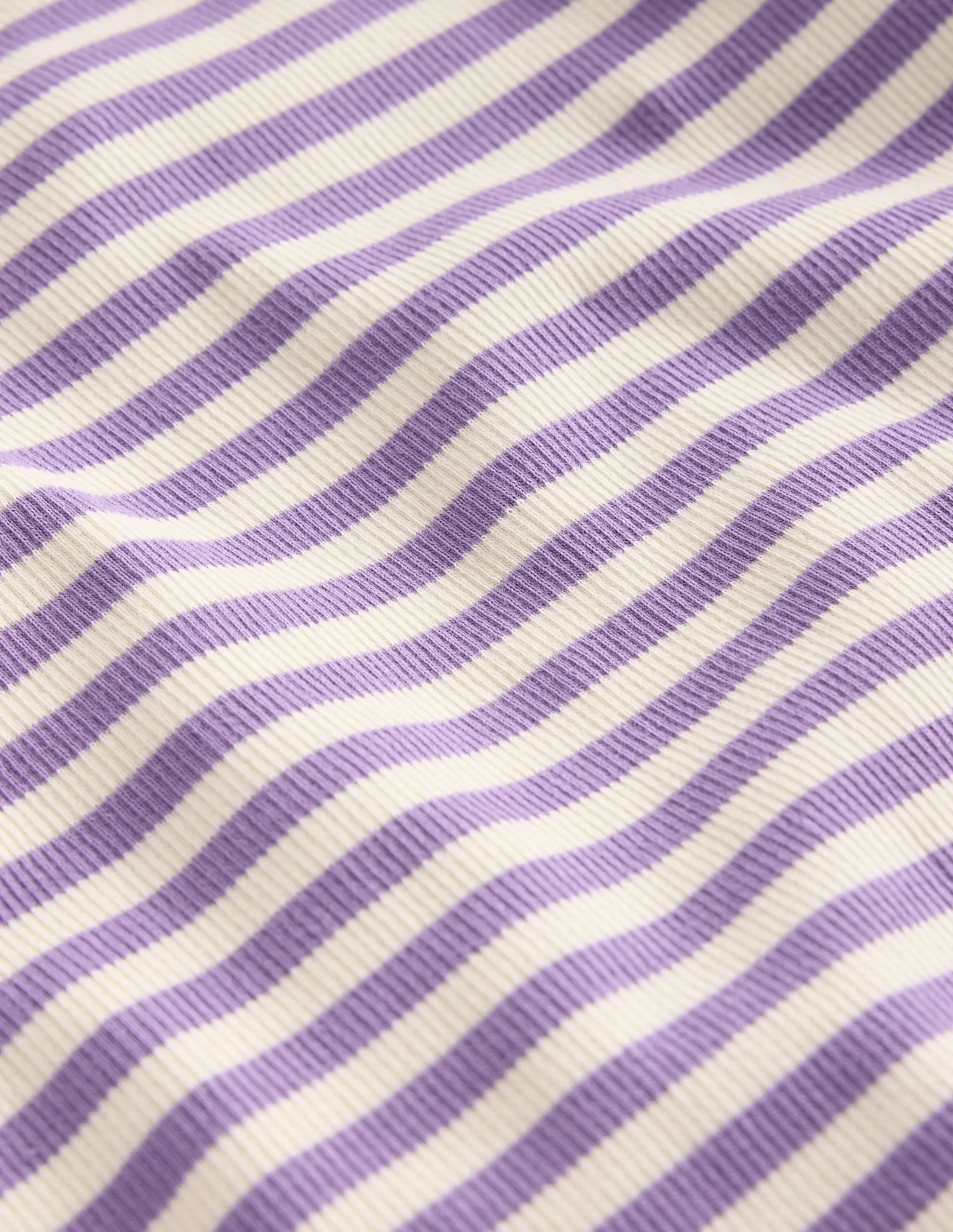 Ribbed Long Sleeve T-shirt-Aster Purple/ Ivory
