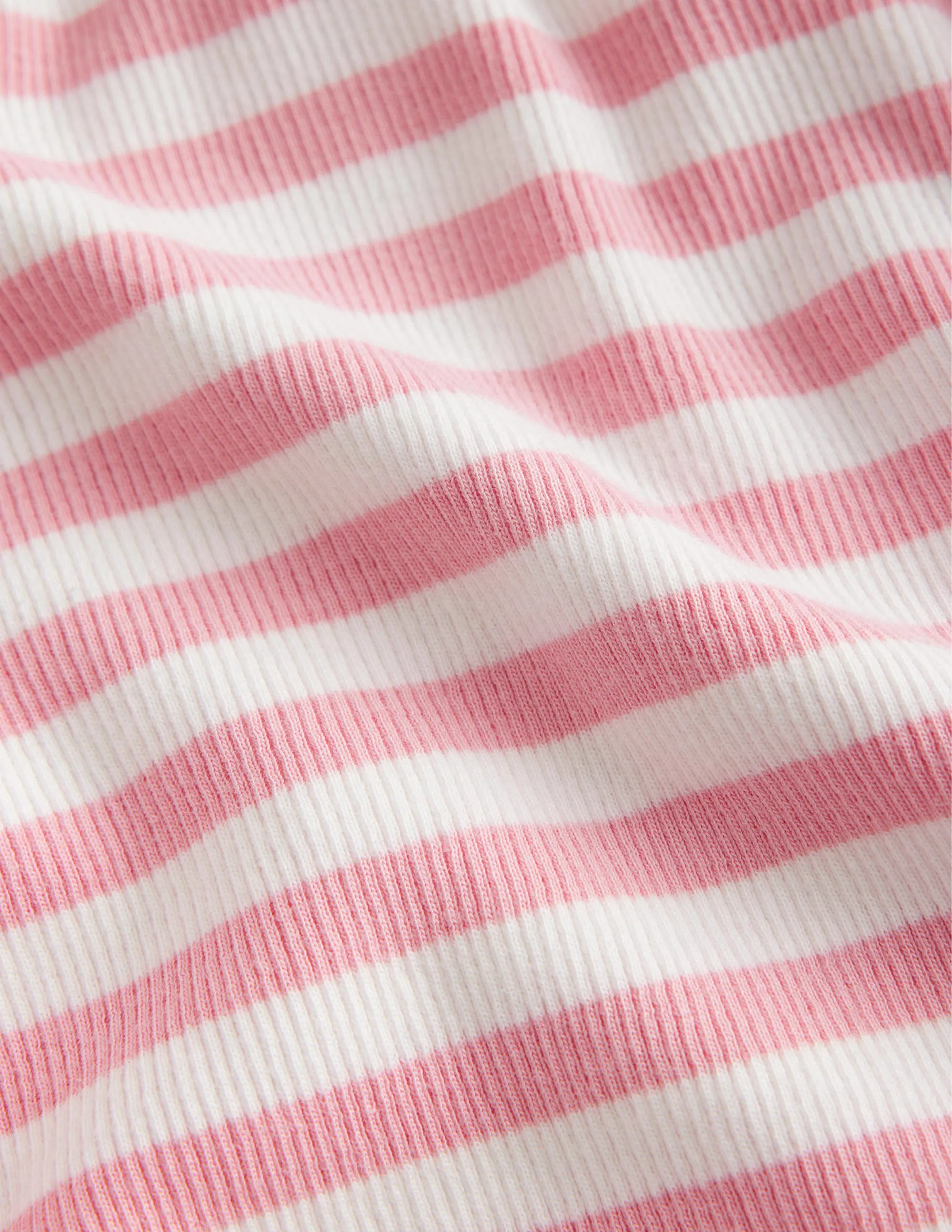 Ribbed Long Sleeve T-Shirt-Ballet Pink/Ivory