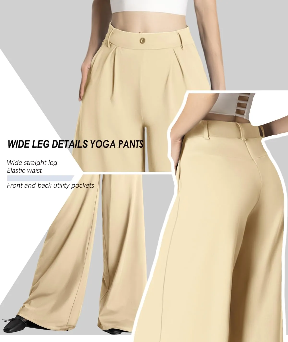 Safort Women's Wide Leg Pants Stretch Dress Pants Loose Leg Palazzo Trousers 28''/31''/34'' for Office Work Business
