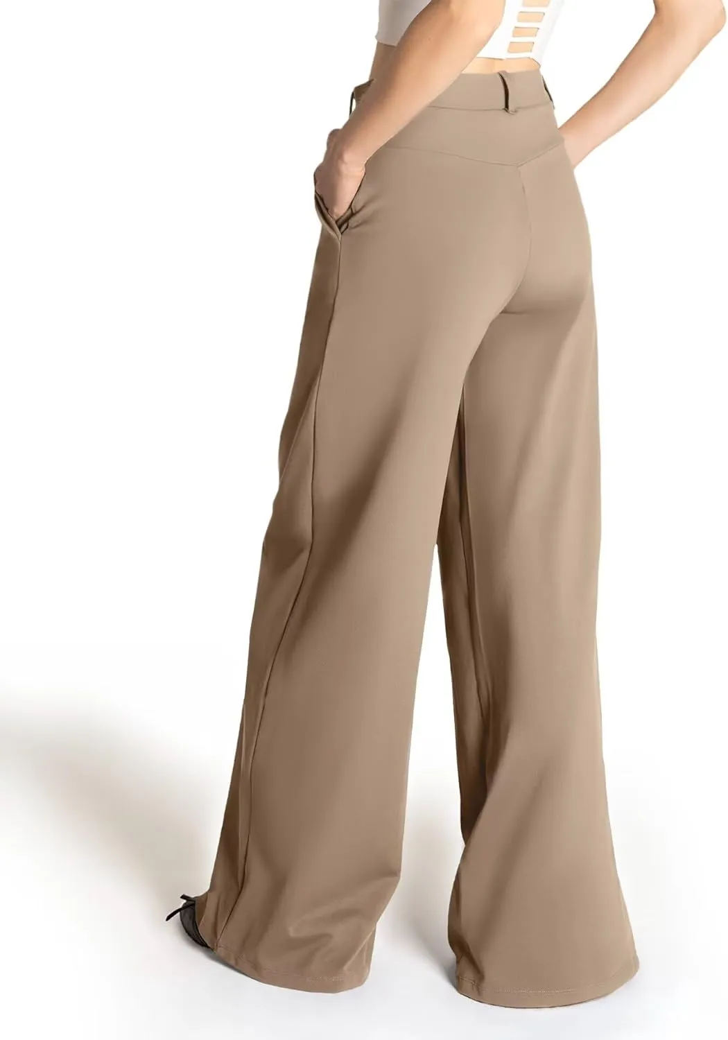 Safort Women's Wide Leg Pants Stretch Dress Pants Loose Leg Palazzo Trousers 28''/31''/34'' for Office Work Business