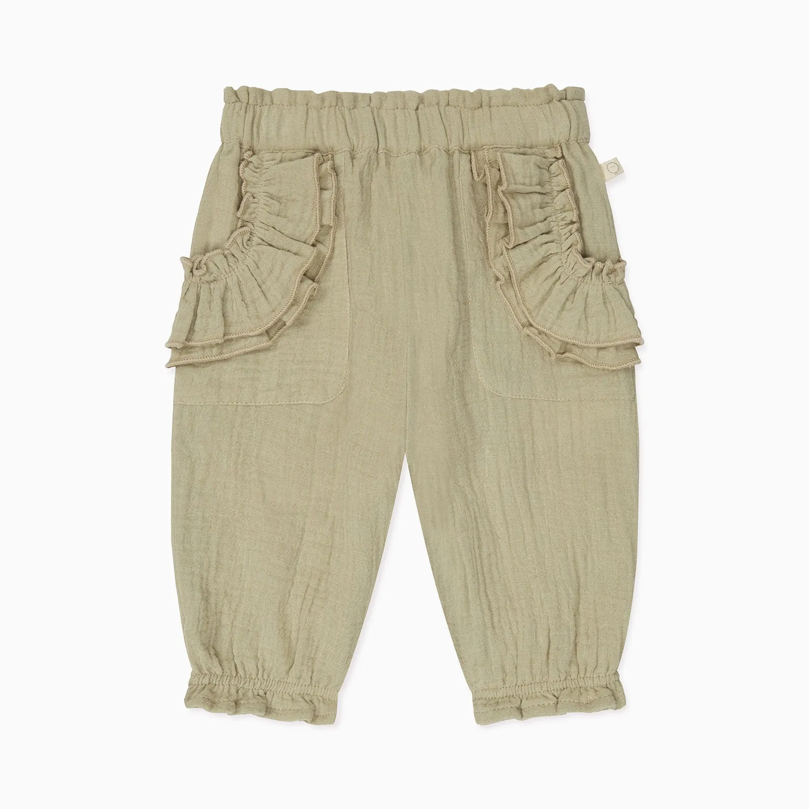 Sage Muslin Frilled Trousers