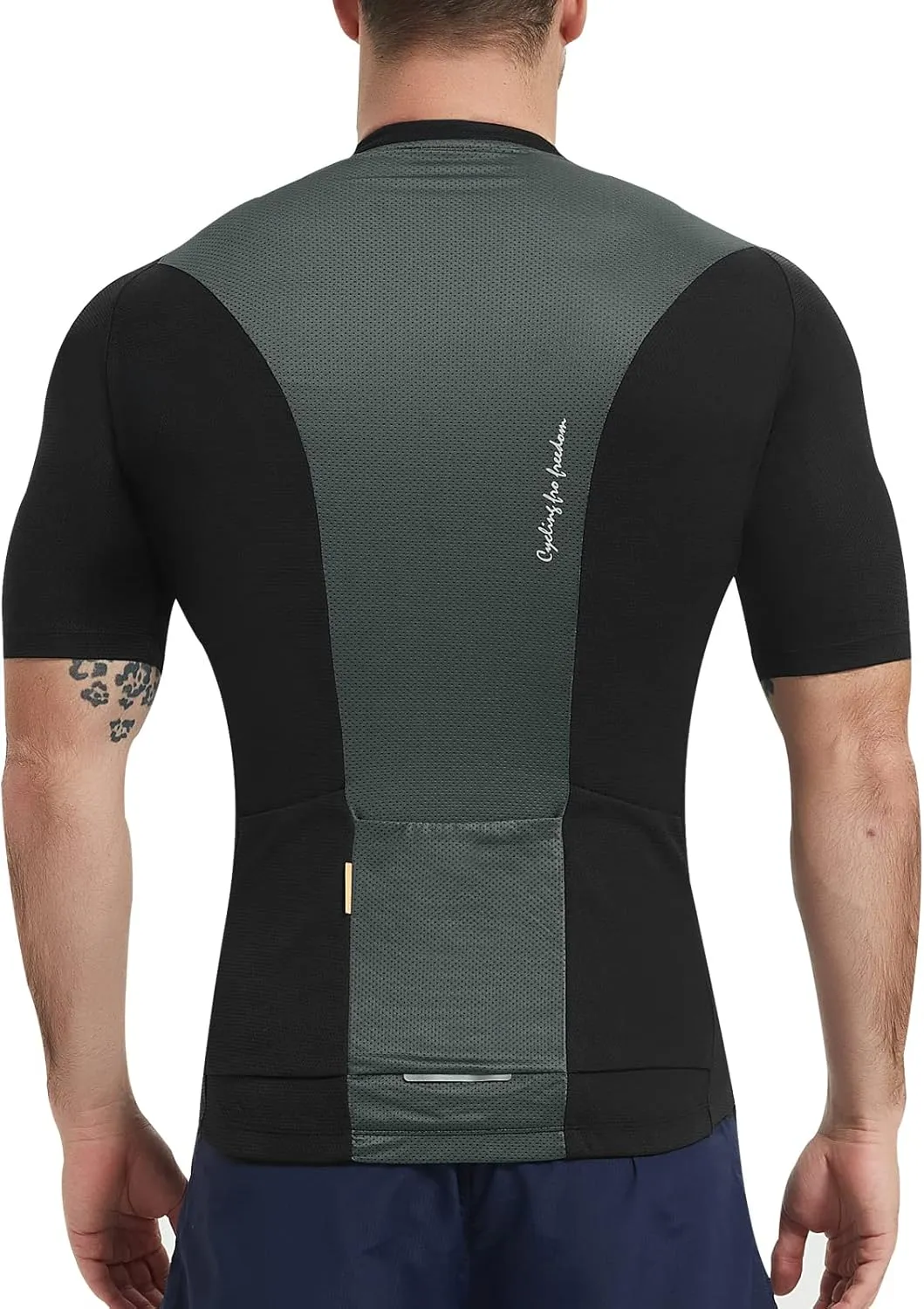 Santic Cycling Jersey Men's Short Sleeve Tops Mountain Biking Shirts Bicycle Jacket with Pockets 