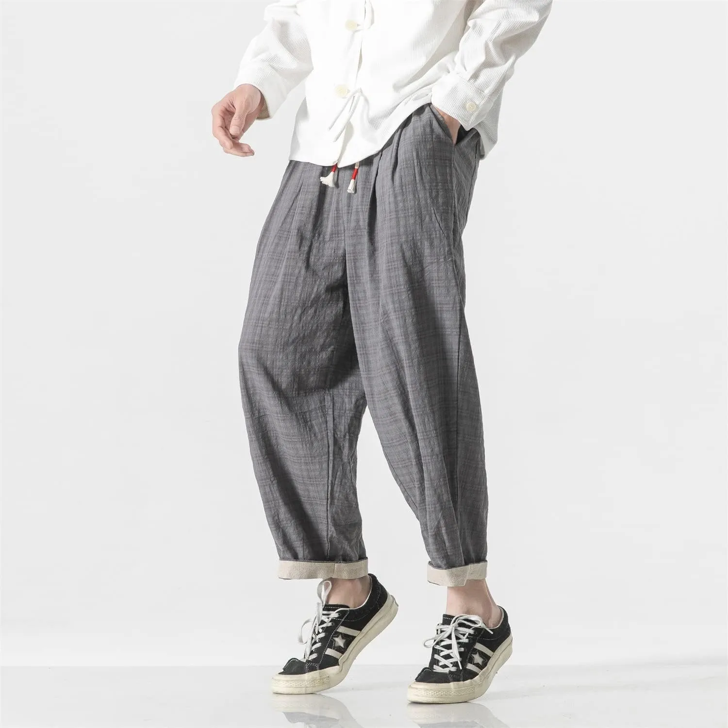 Seidarise Capri Pants Elastic Waist Loose Baggy Harem Breathable Summer Beach