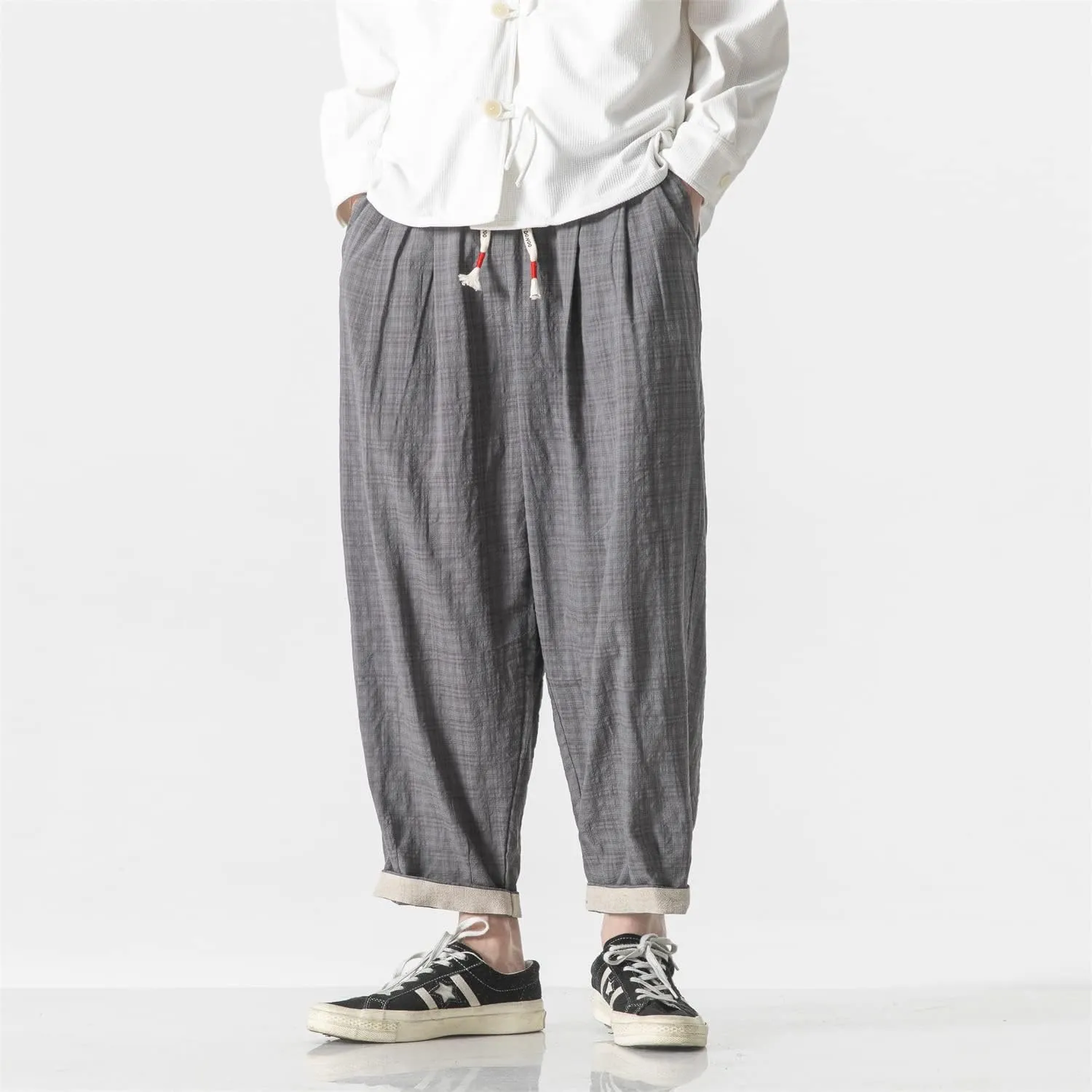 Seidarise Capri Pants Elastic Waist Loose Baggy Harem Breathable Summer Beach