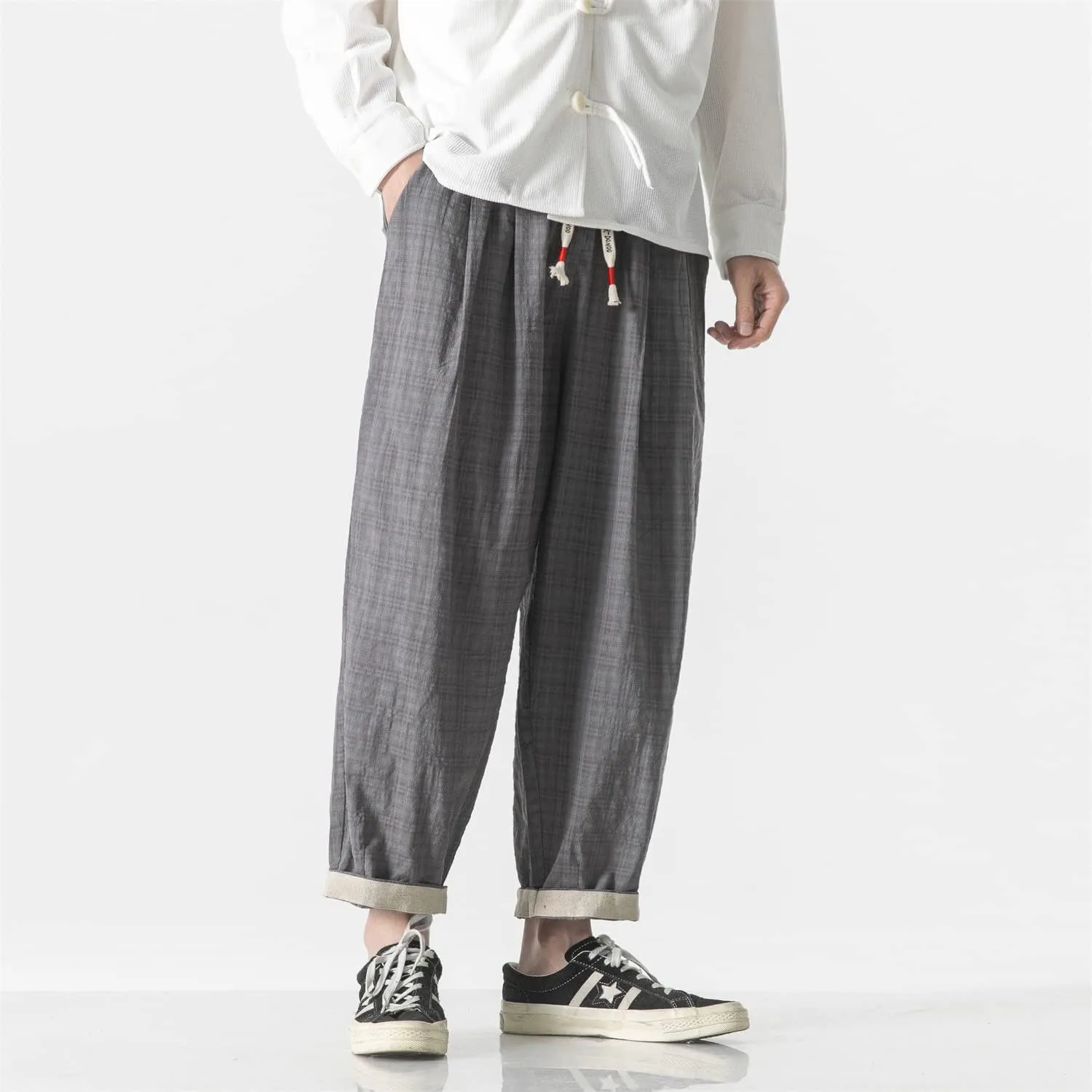 Seidarise Capri Pants Elastic Waist Loose Baggy Harem Breathable Summer Beach