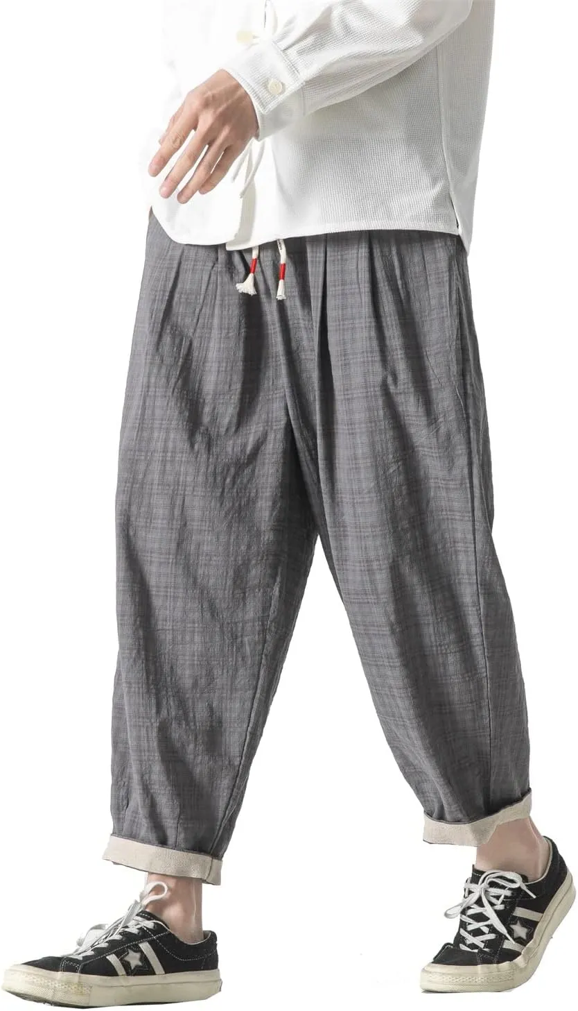 Seidarise Capri Pants Elastic Waist Loose Baggy Harem Breathable Summer Beach