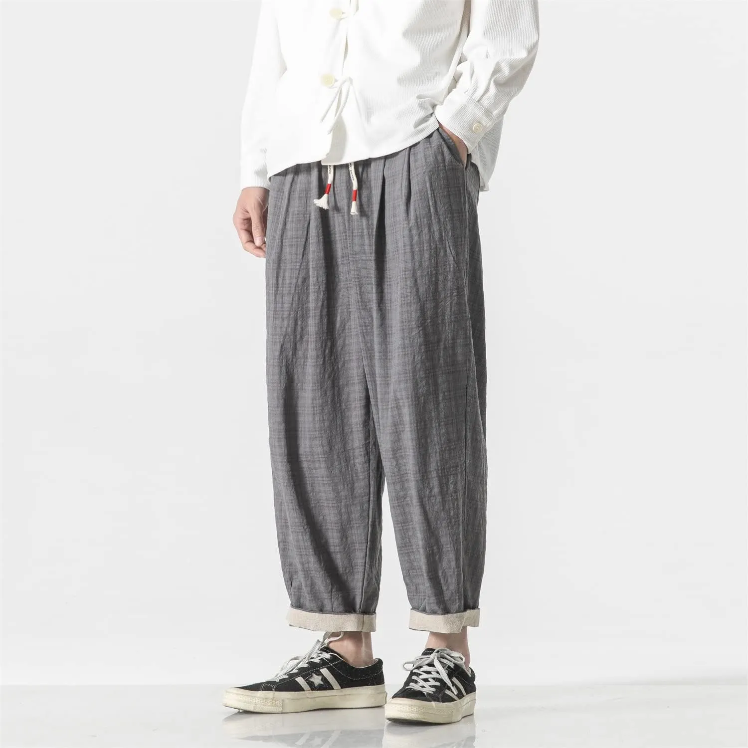 Seidarise Capri Pants Elastic Waist Loose Baggy Harem Breathable Summer Beach