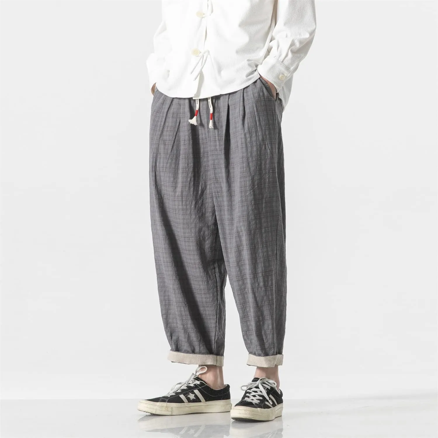 Seidarise Capri Pants Elastic Waist Loose Baggy Harem Breathable Summer Beach