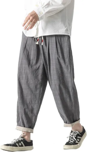 Seidarise Capri Pants Elastic Waist Loose Baggy Harem Breathable Summer Beach