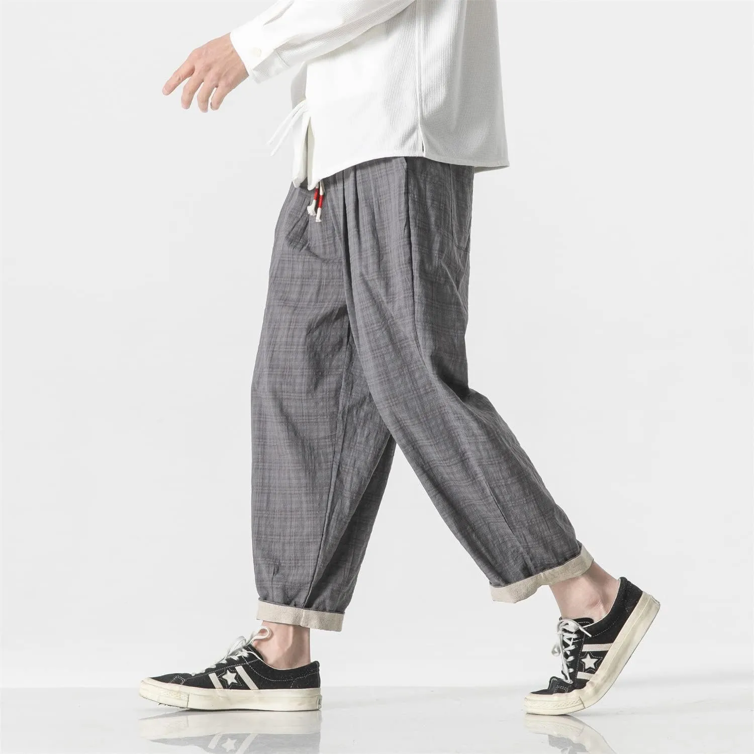 Seidarise Capri Pants Elastic Waist Loose Baggy Harem Breathable Summer Beach