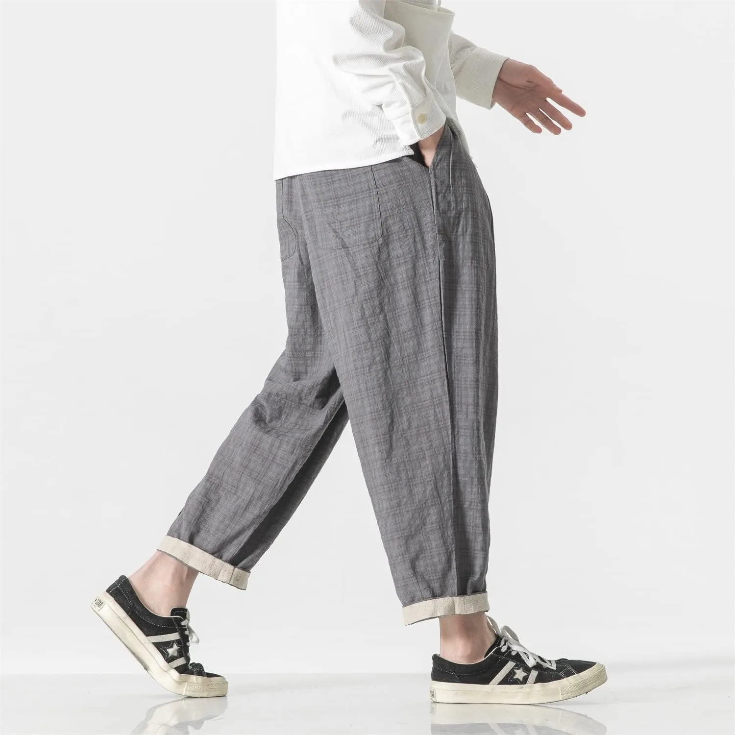 Seidarise Capri Pants Elastic Waist Loose Baggy Harem Breathable Summer Beach
