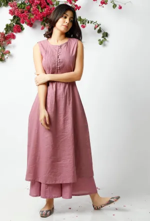 Set of 2: The Trendy Violet Cotton Kurta Matched with Violet Cotton Palazzos