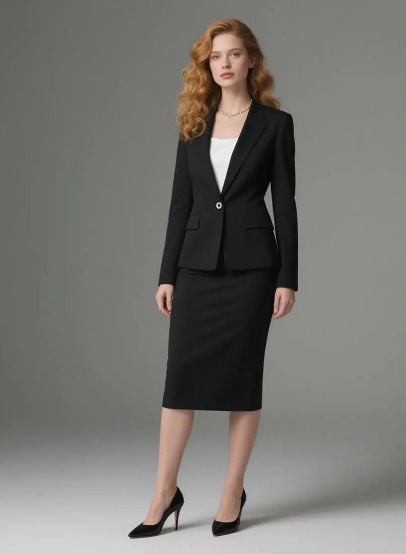 Skirt Sets Women 2 Piece Outfits Business Casual Long Sleeve Blazer and Pencil Skirt