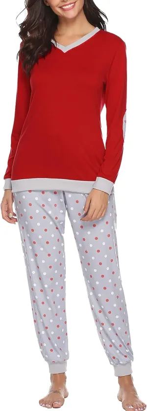 Soft Womens Pajama Sets Cotton Long Sleeve Pj Sets Comfy 2 Piece Sleepwear Cozy Loungewear Nightwear With Pockets