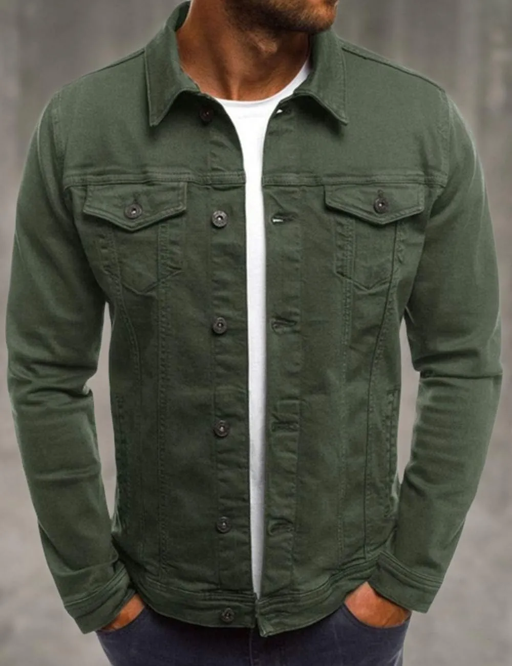 SOMTHRON Men's and Women's Cozy Regular Fit Utility Pocket Overshirt Long Sleeve Slim Fit Button Up Denim Field Shirt Jacket