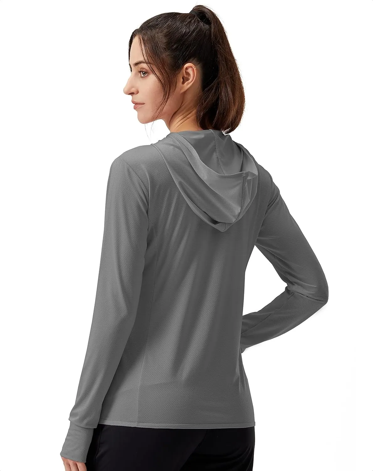 Soothfeel Women's UPF 50  Sun Protection Hoodie Jacket Lightweight Long Sleeve Sun Shirt for Women with Pocket Hiking Outdoor