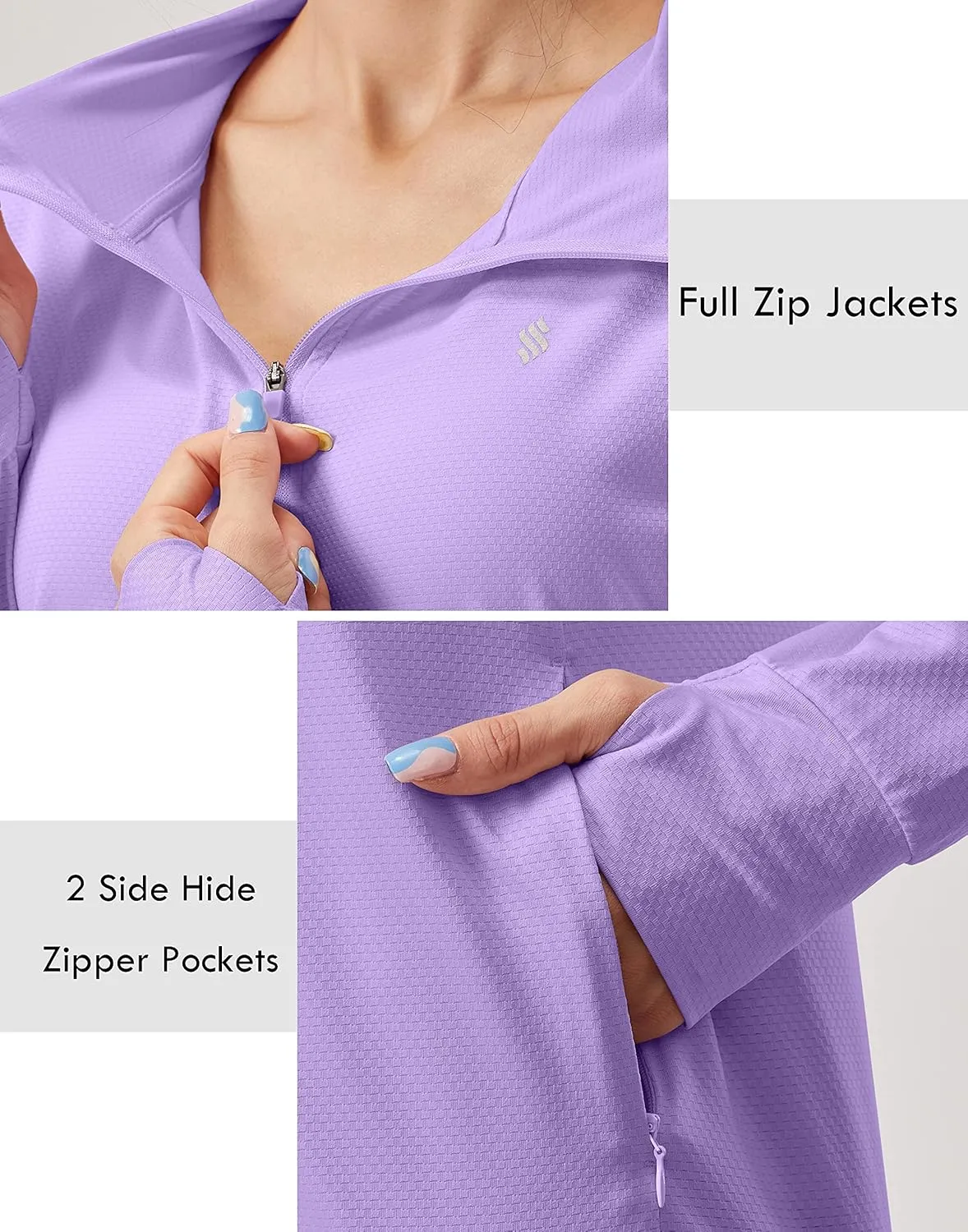 Soothfeel Women's UPF 50  Sun Protection Hoodie Jacket Lightweight Long Sleeve Sun Shirt for Women with Pocket Hiking Outdoor