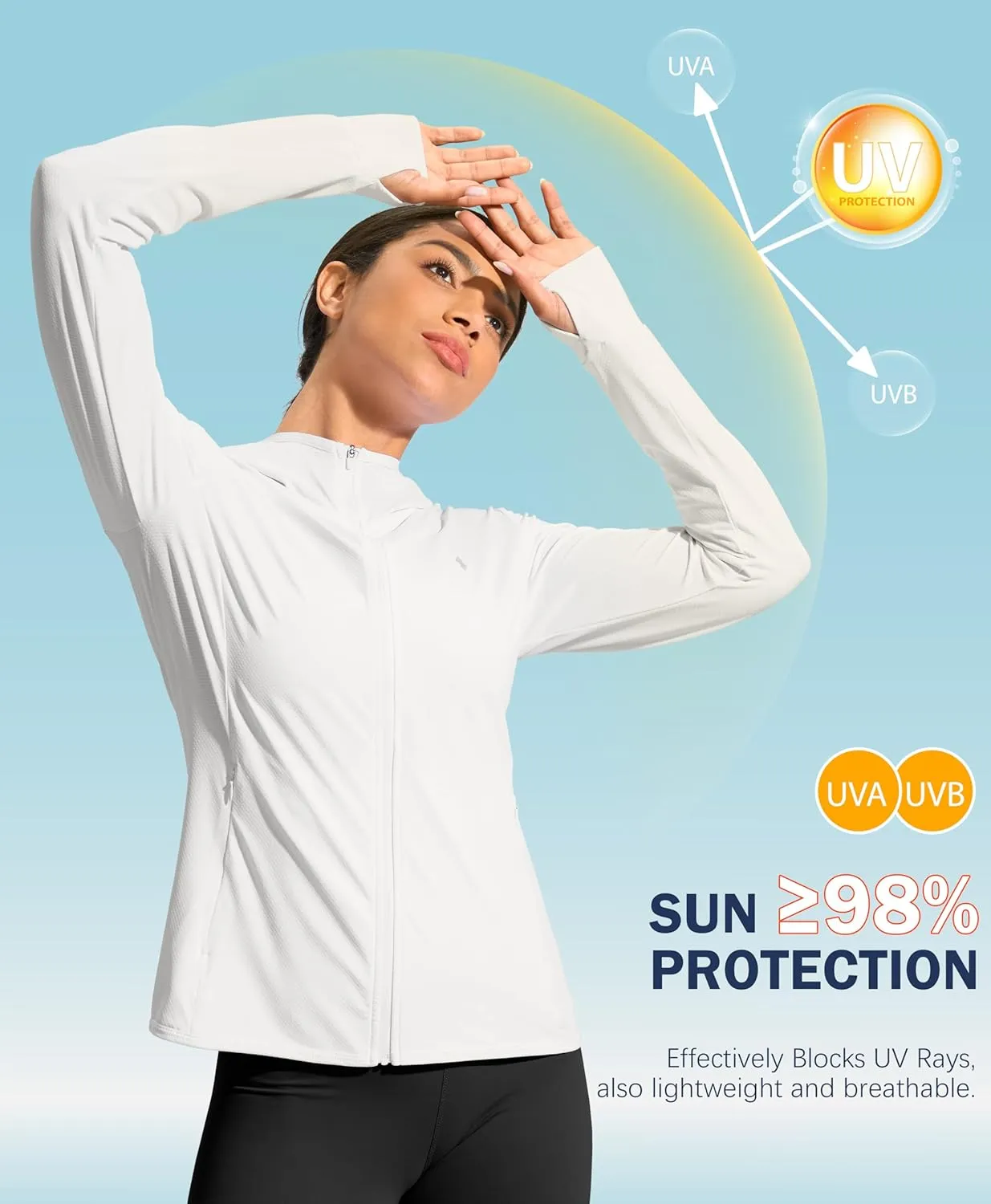 Soothfeel Women's UPF 50  Sun Protection Hoodie Jacket Lightweight Long Sleeve Sun Shirt for Women with Pocket Hiking Outdoor