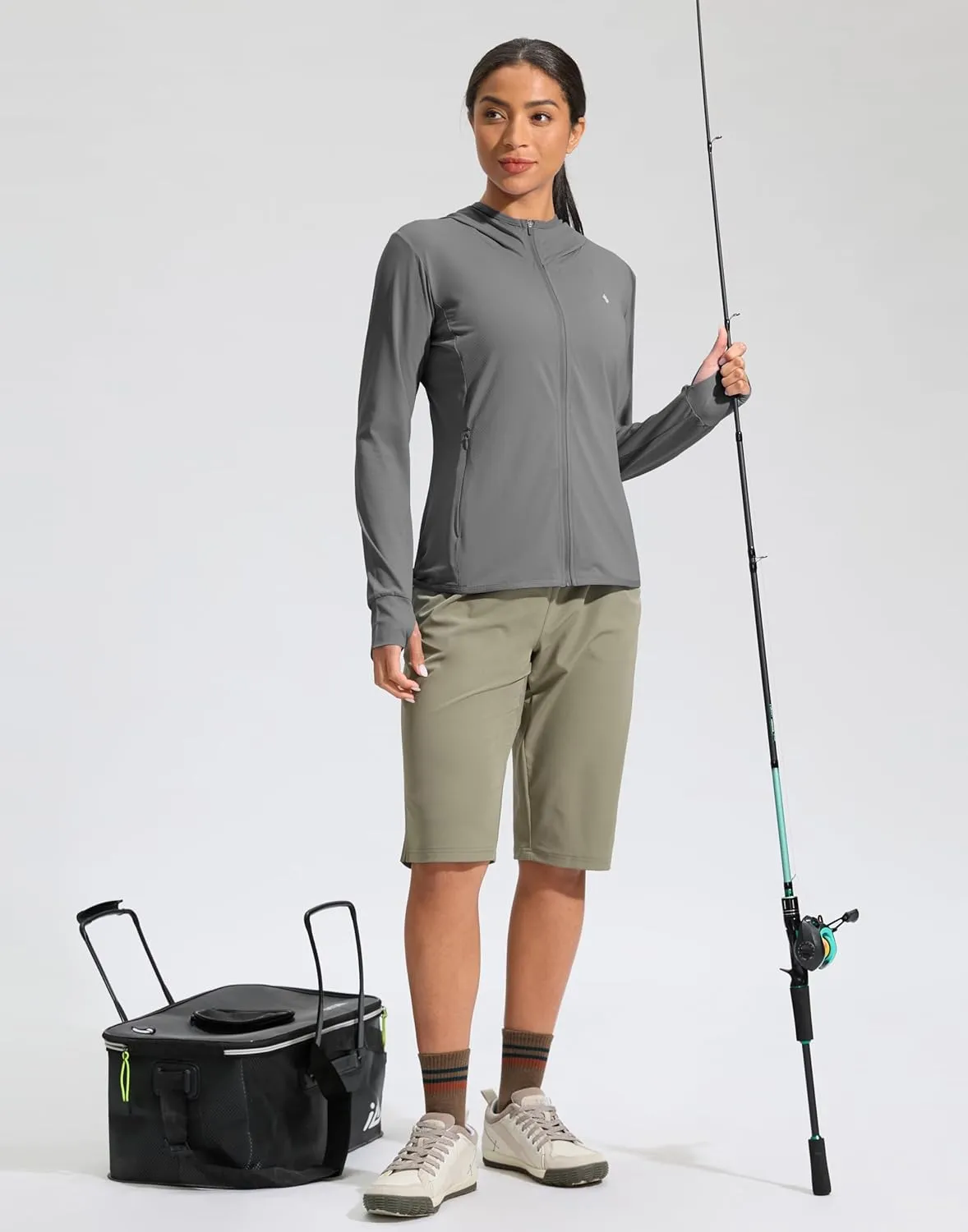Soothfeel Women's UPF 50  Sun Protection Hoodie Jacket Lightweight Long Sleeve Sun Shirt for Women with Pocket Hiking Outdoor